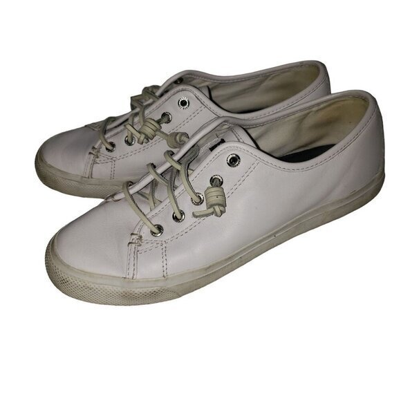 Sperry Top-Sider White Leather Slip-on Sneakers Womens Shoes Size 8.5 Pre-Owned - Picture 1 of 12
